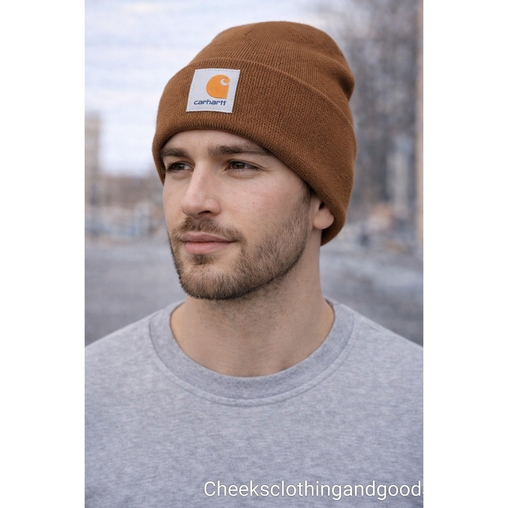 NWT Carhartt Mens A18 Acrylic Watch Hat Beanie Carhartt Brown Rib Knit Winter